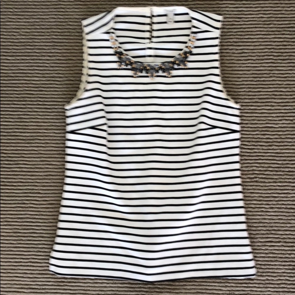 J crew striped tank w adorable neck detail